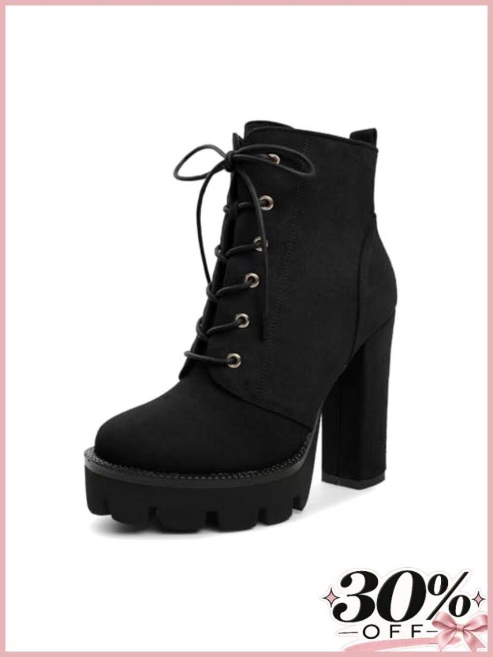 Women's Handmade Faux Suede Combat Ankle Boots Platform High Heel